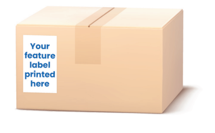A carton leaving our floor carrying the reseller's own label