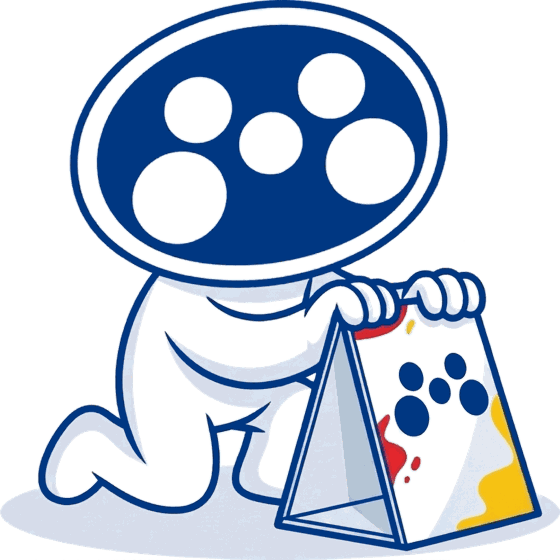 The Mediapoint mascot setting up a printed Corflute® A-frame sign